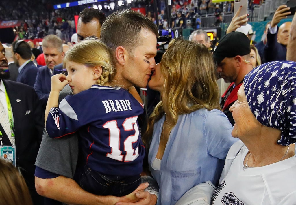 Tom Brady with Gisele and his daughter.