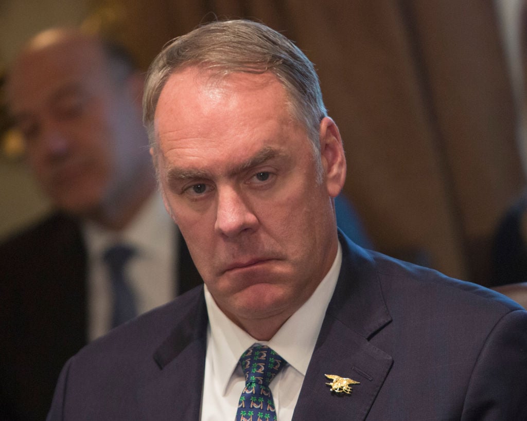 U.S. Secretary of the Interior Ryan Zinke listens during a Cabinet meeting