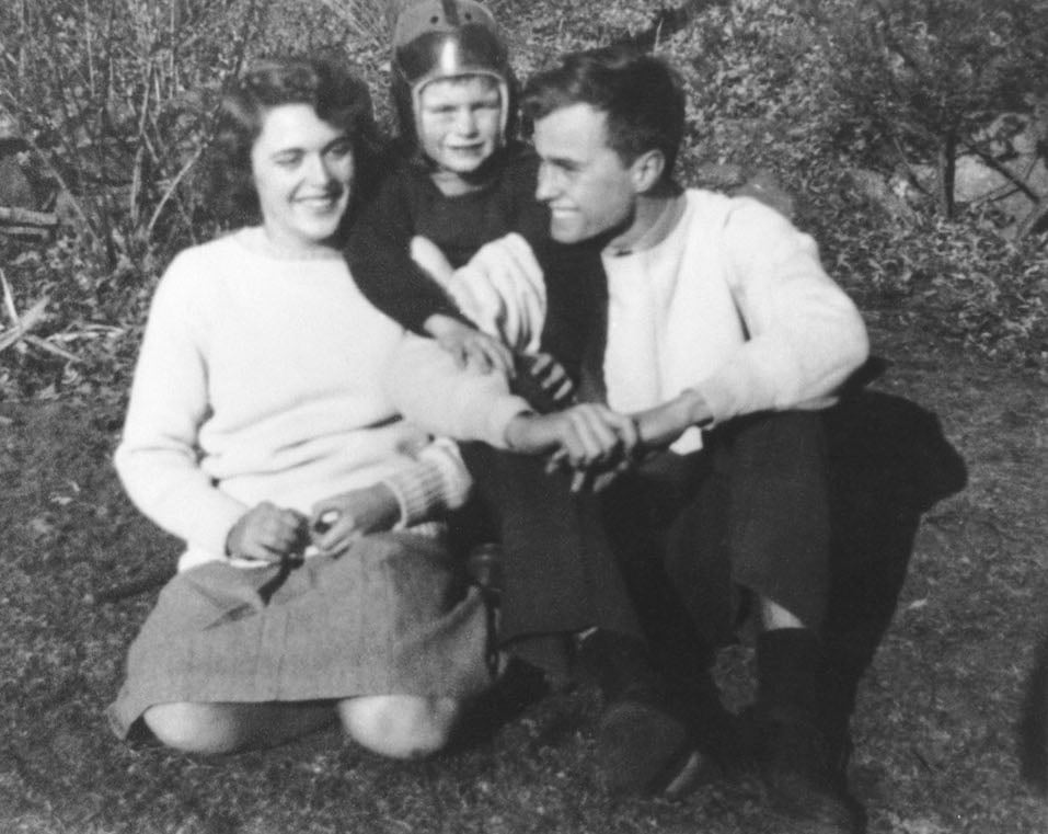 George Herbert Walker Bush poses with his wife Barbara and his brother Bucky in the 1940's.