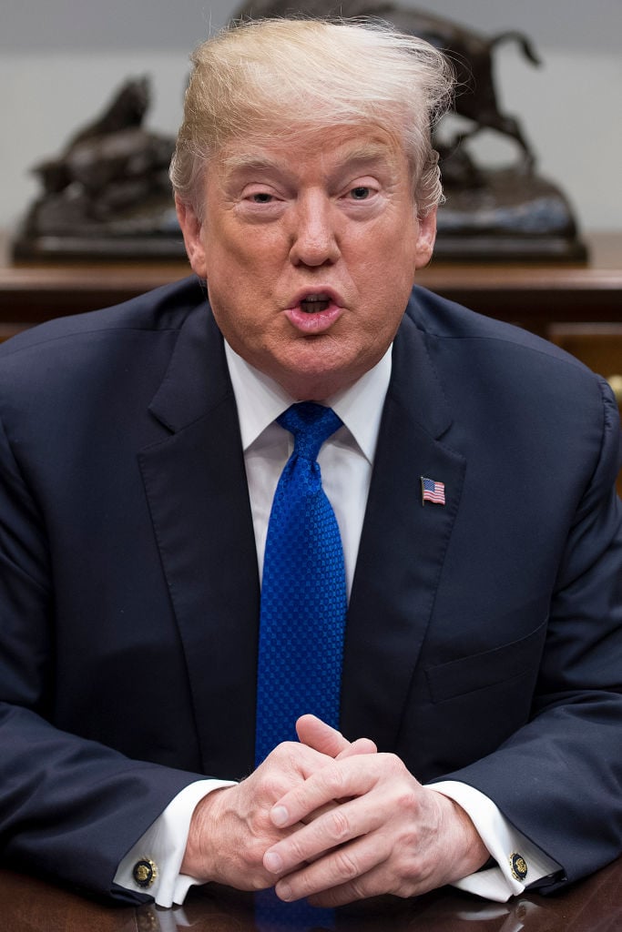 US President Donald Trump speaks during a meeting with Republican Members of the Senate about immigration at the White House