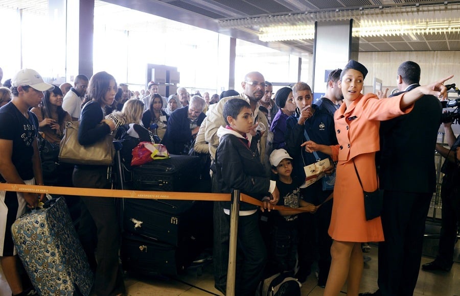 hostess delivers information to passengers hostess delivers information to passengers