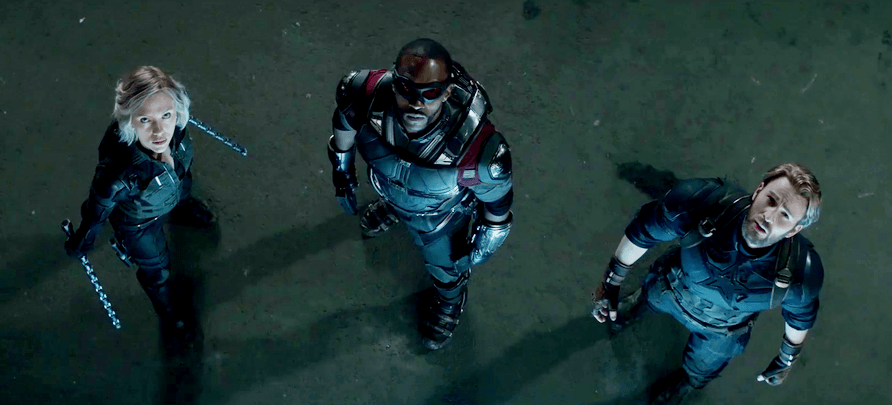 Black Widow, Falcon, and Captain America