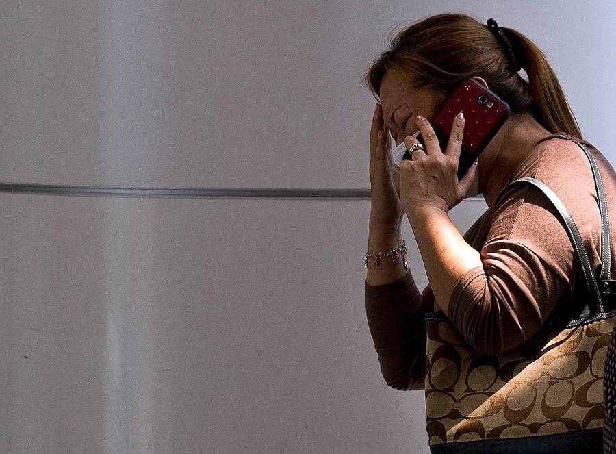 Woman calling emergency