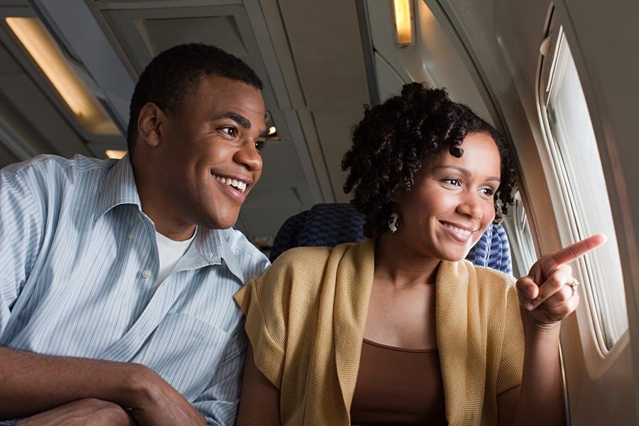 Couple on an airplane
