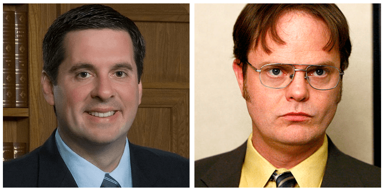 A composite image of Devin Nunes and Dwight Schrute