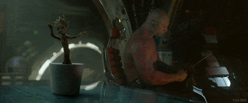 Baby Groot and Drax in Guardians of the Galaxy mid-credits scene