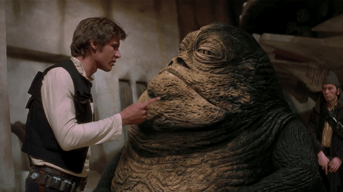 Han Solo tries to reason with Jabba the Hutt