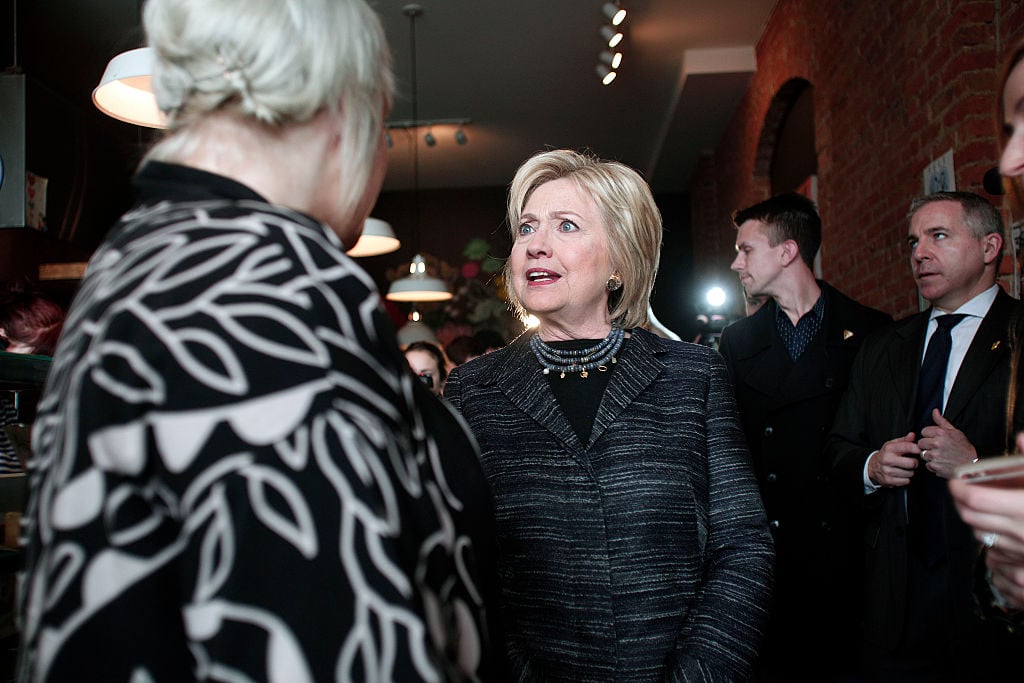 Democratic Presidential Candidate Hillary Clinton makes a campaign stop at Astro Coffee on the day of the Michigan Primary March 8, 2016 in Detroit, Michigan.