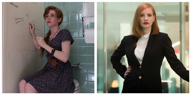 A composite image of Sophia Lillis as Beverly Marsh in It and Jessica Chastain A composite image of Sophia Lillis as Beverly Marsh in It and Jessica Chastain