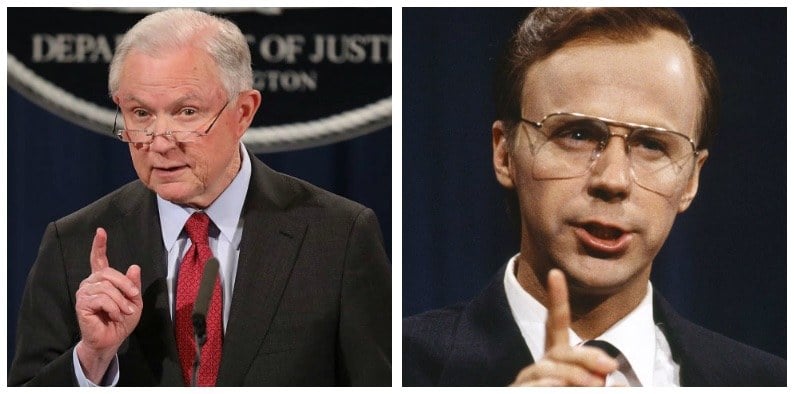 Jeff Sessions and Dana Carvey composite image