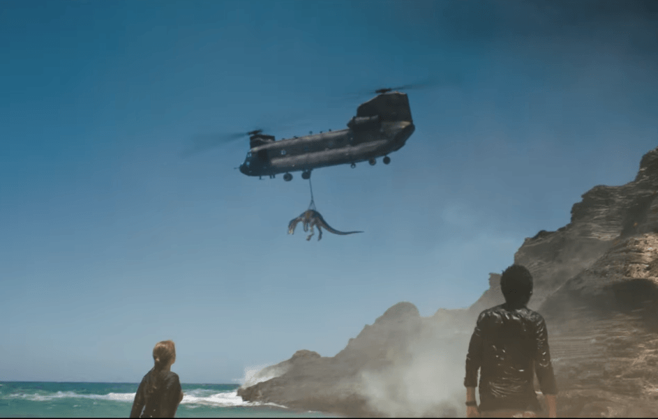 A dinosaur is taken off the island in Jurassic World: Fallen Kingdom