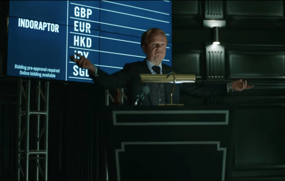 Dinosaurs are being auctioned off in Jurassic World: Fallen Kingdom