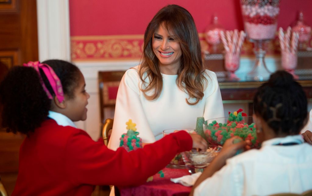 US First Lady Melania Trump speaks with childre US First Lady Melania Trump speaks with childre