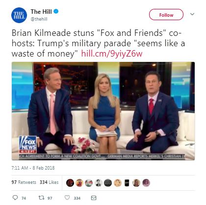 a fox tweet about the military parade