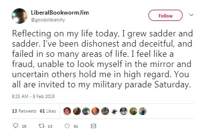 liberal bookworm tweet on military parade
