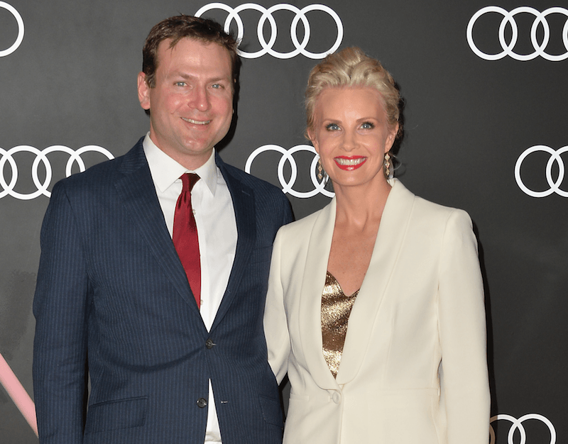 Daniel Christopher Allison and Monica Potter smiling and posing for photographers. Daniel Christopher Allison and Monica Potter smiling and posing for photographers.