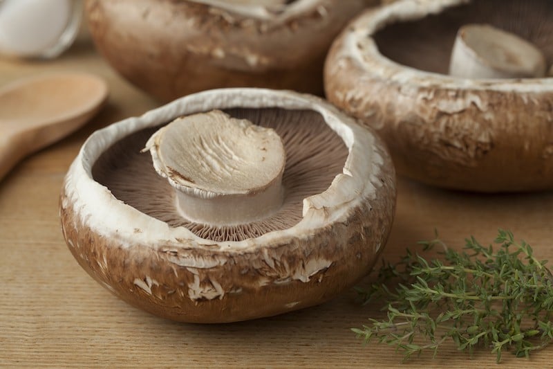 Fresh raw portobello mushrooms