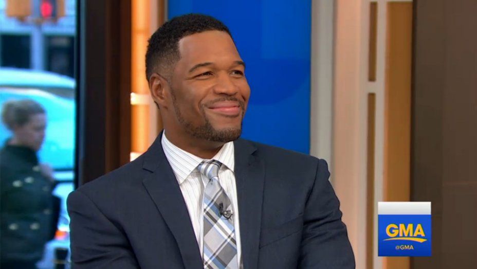 Michael Strahan smiles on Good Morning America Michael Strahan smiles on Good Morning America