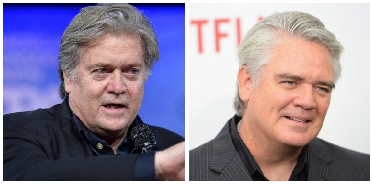 A composite image of Steve Bannon and Michael Harney