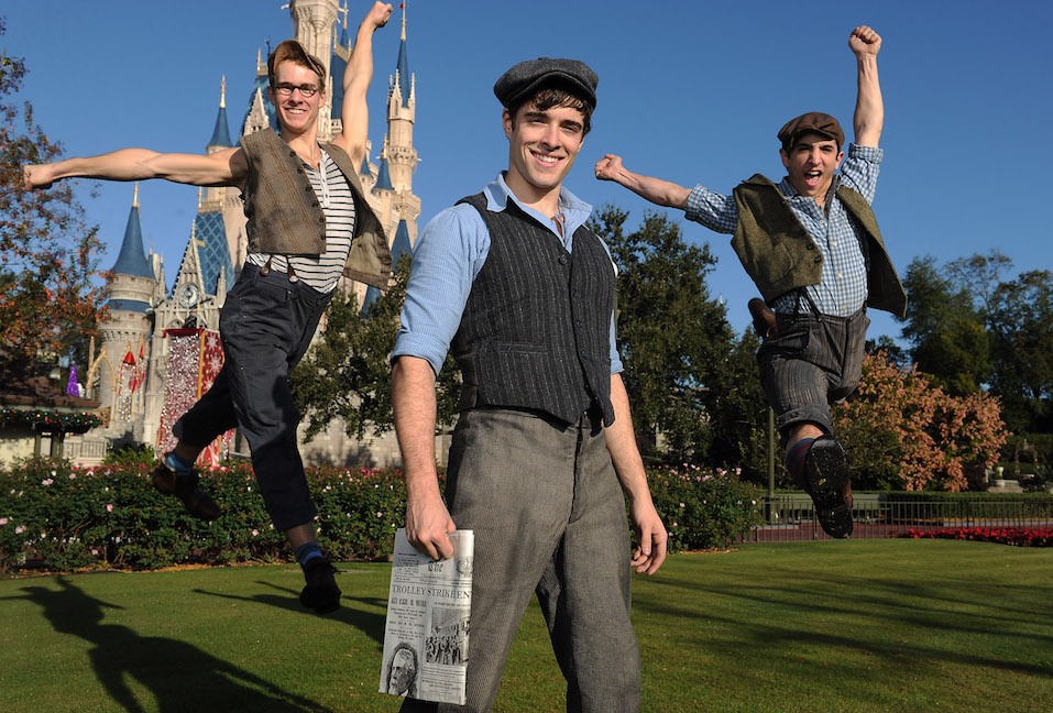 Corey Cott poses with cast members from Disney's Tony Award-winning musical "Newsies