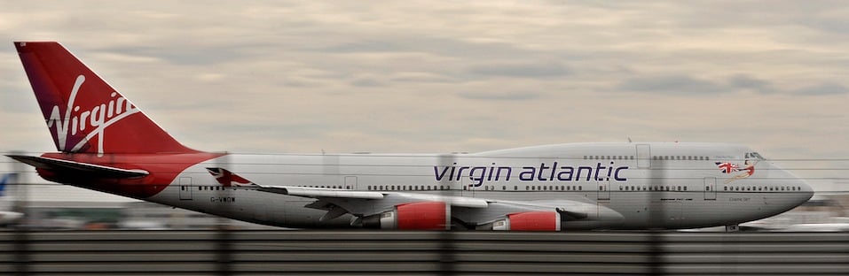 A Virgin Atlantic aircraft prepares to take off