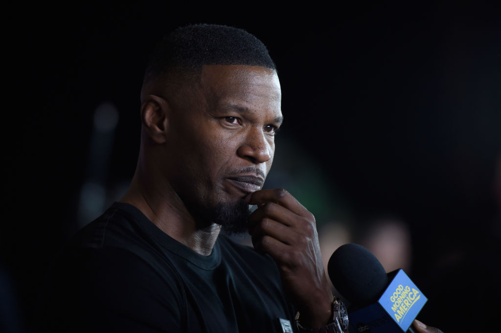 Jamie Foxx Actor Jamie Foxx is interviewed on T-Mobile's magenta carpet