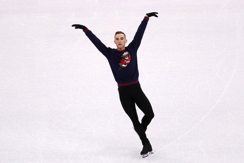 Adam Rippon skating on ice.