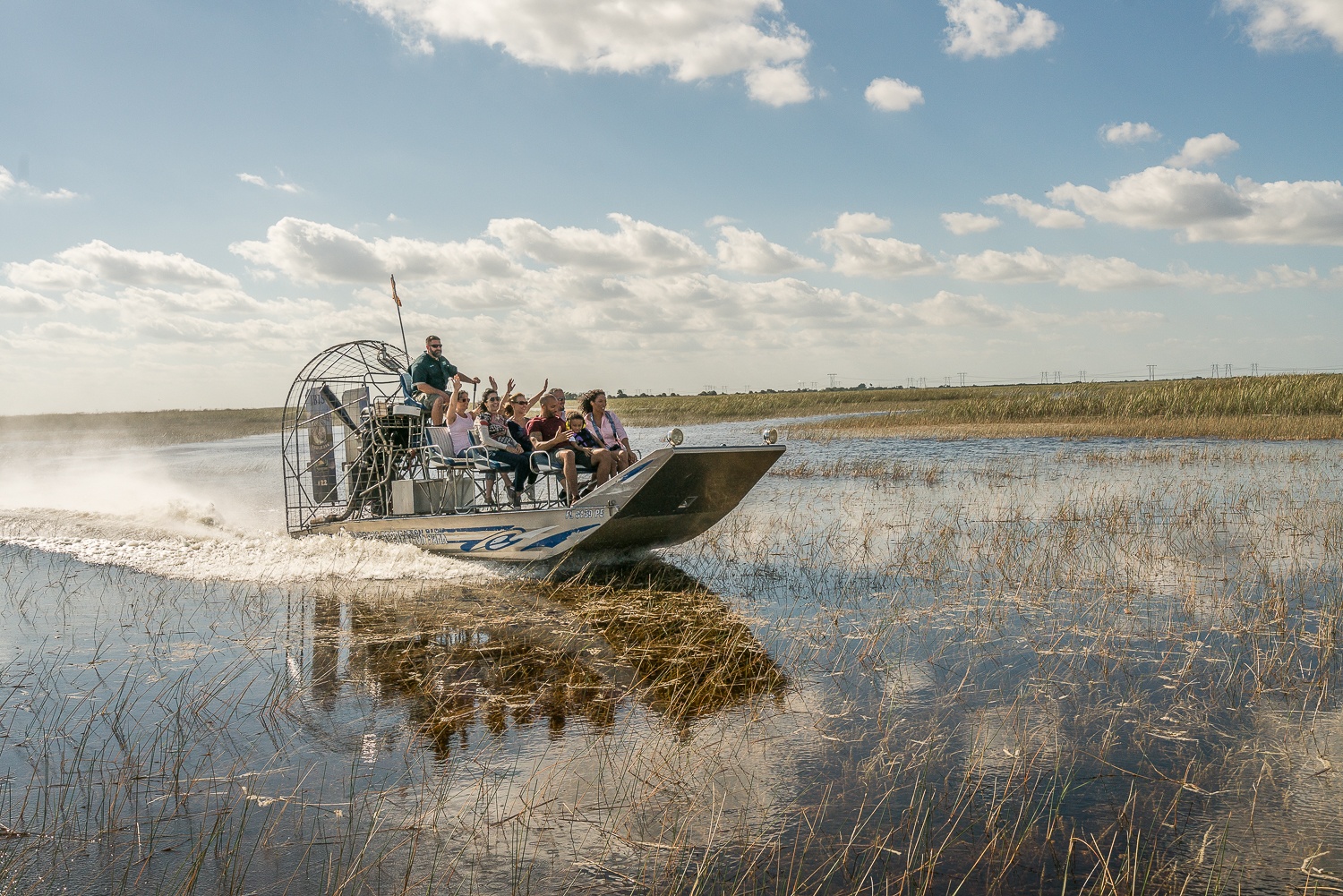 group on an airboat tour in the Everglades