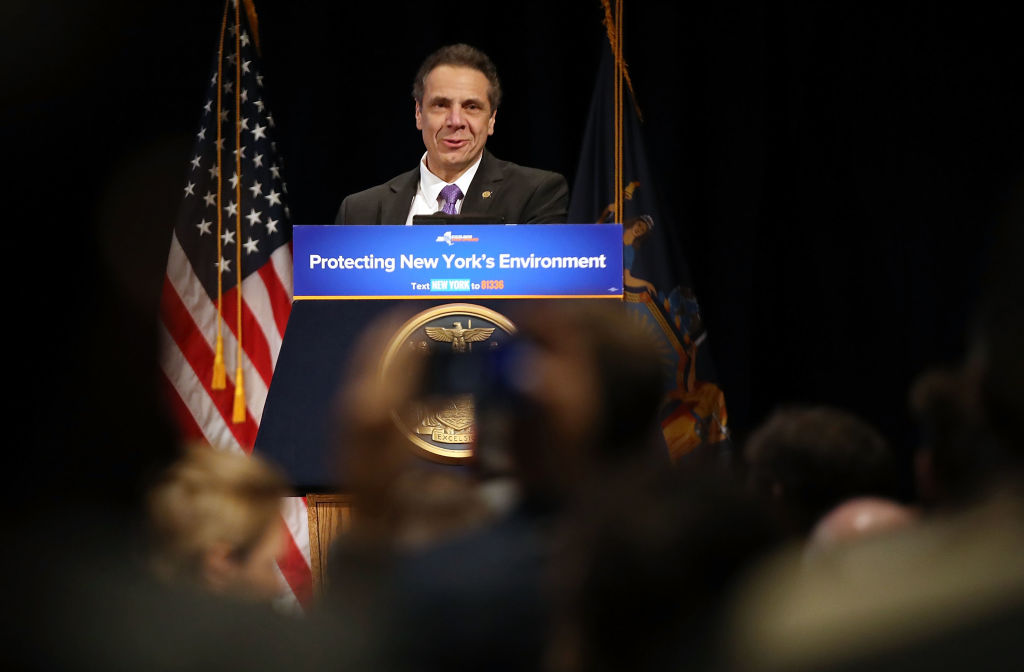 New York Gov. Andrew Cuomo And Former Vice President Al Gore Make Off Shore Wind Turbine Announcement At NYU