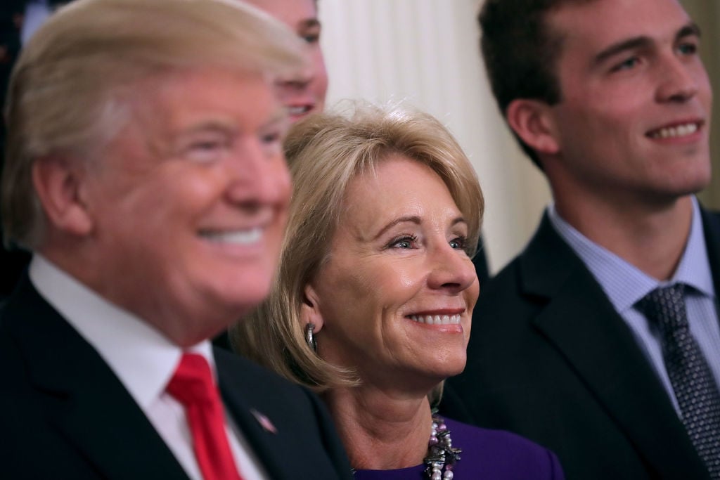U.S. President Donald Trump and Education Secretary Betsy Devo U.S. President Donald Trump and Education Secretary Betsy Devo