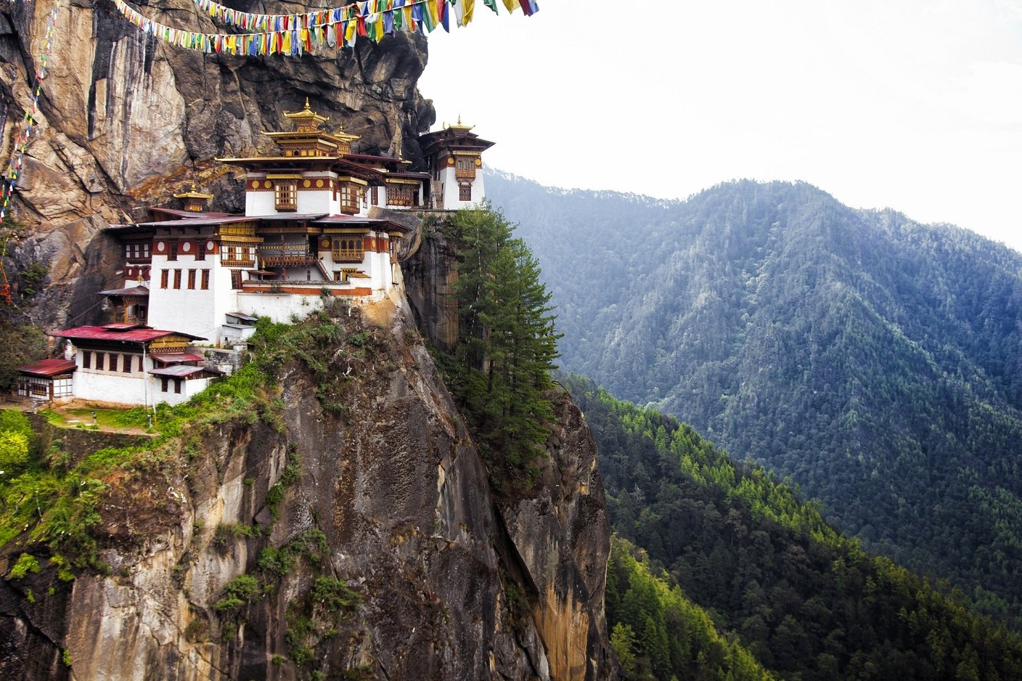 Buddhist temple located on the side of a cliff in Bhutan