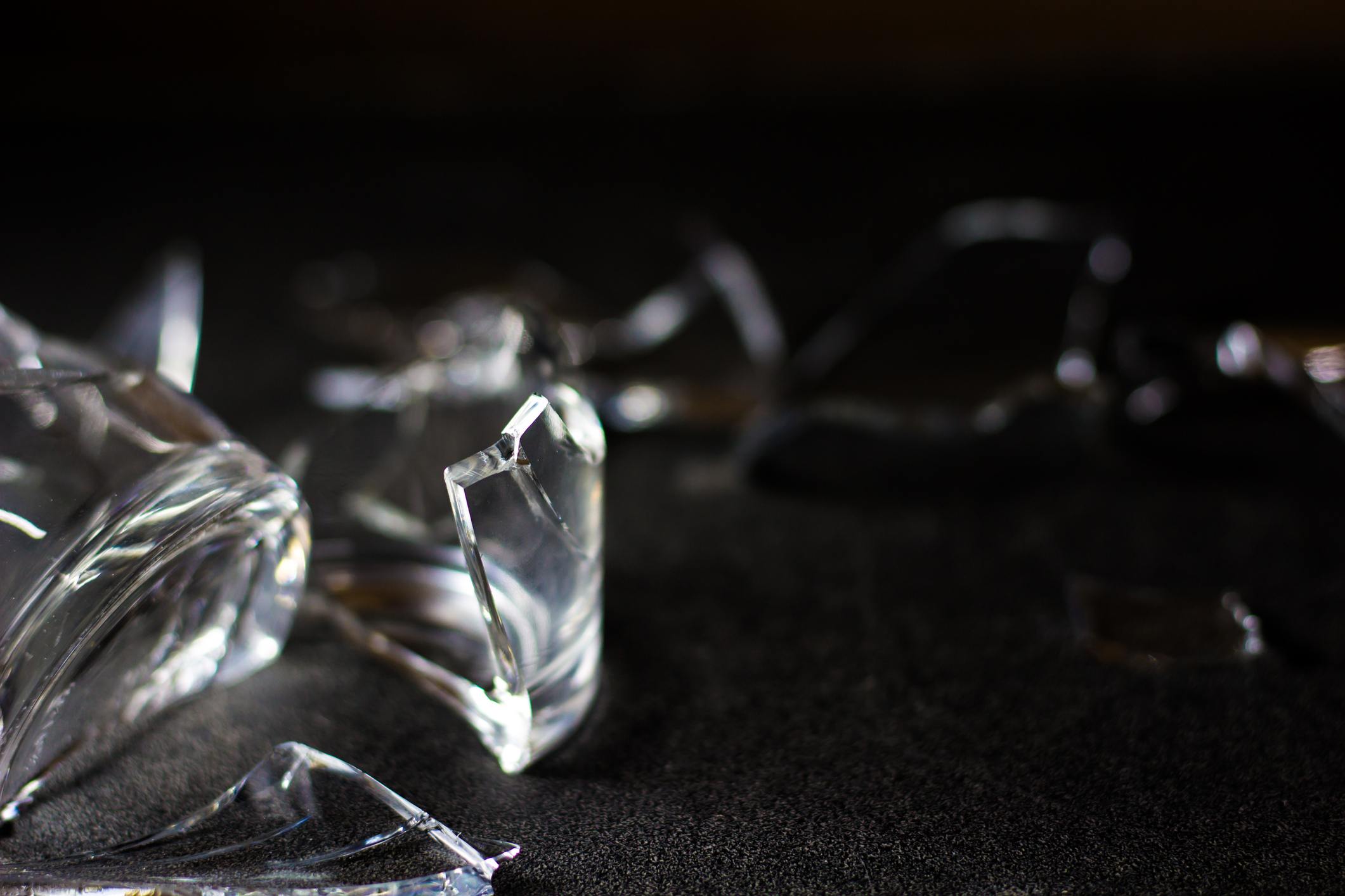 broken glass on floor
