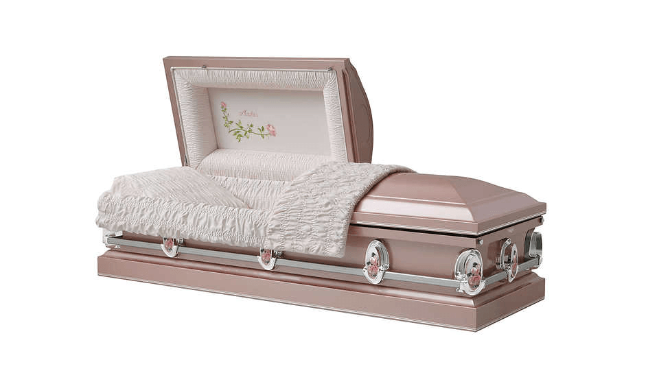 Beige casket with lid open
