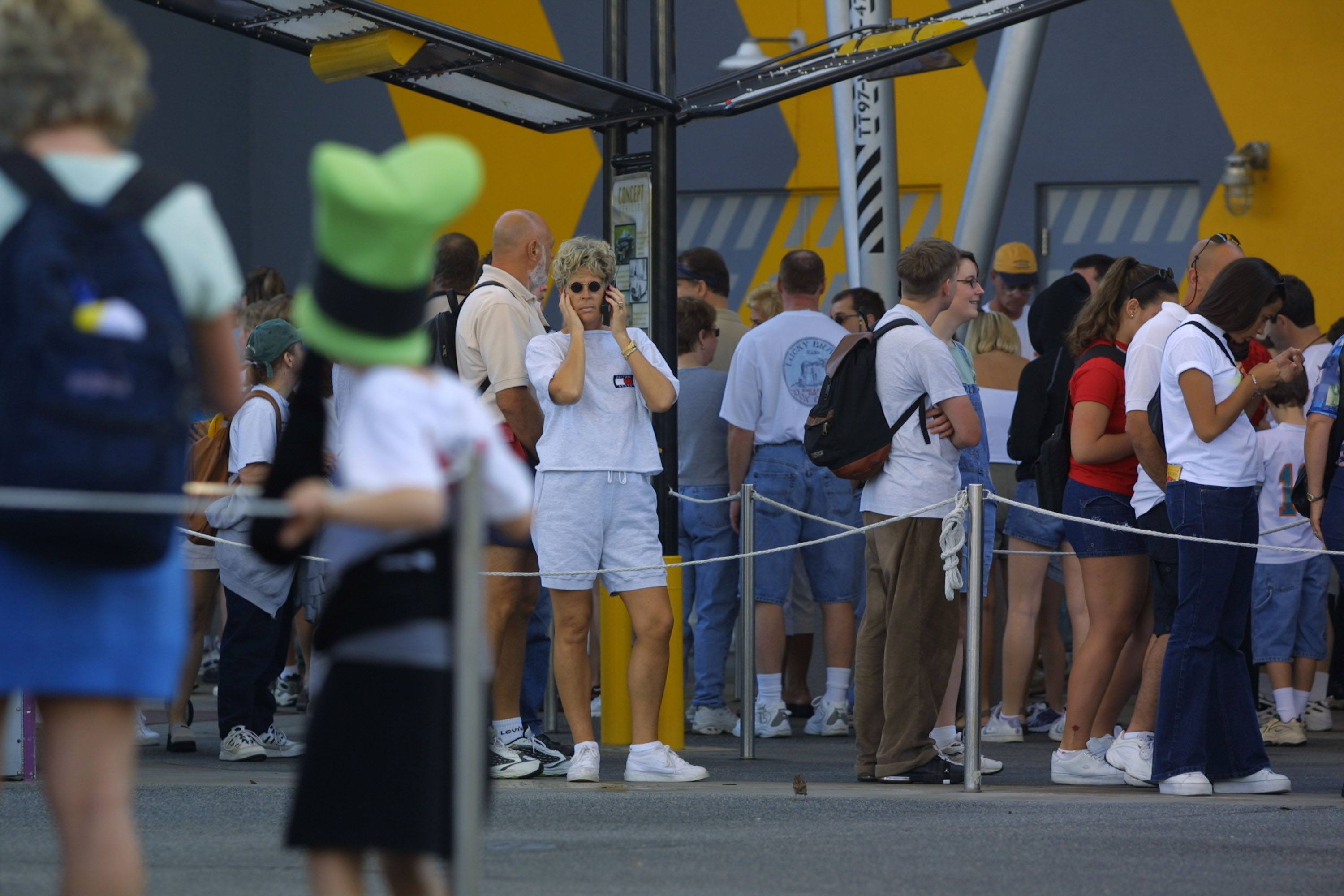People stand in line at the Test Track ride at Walt Disney's Epcot Center