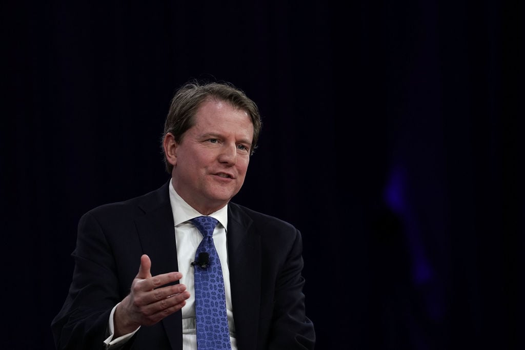 White House Counsel Don McGahn speaks during CPAC