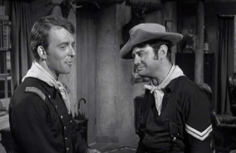 Two men speaking to each other on 'F-Troop'. 