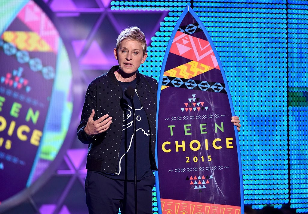TV personality Ellen DeGeneres accepts the Choice Comedian Award during the Teen Choice Awards 2015 at the USC Galen Center on August 16, 2015 in Los Angeles, California. 