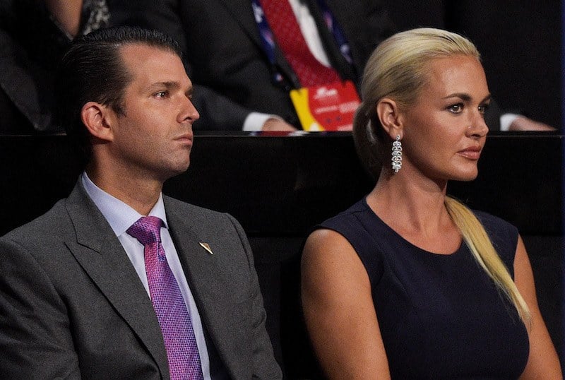Donald Trump Jr. and Vanessa Trump sitting together. Donald Trump Jr. and Vanessa Trump sitting together.