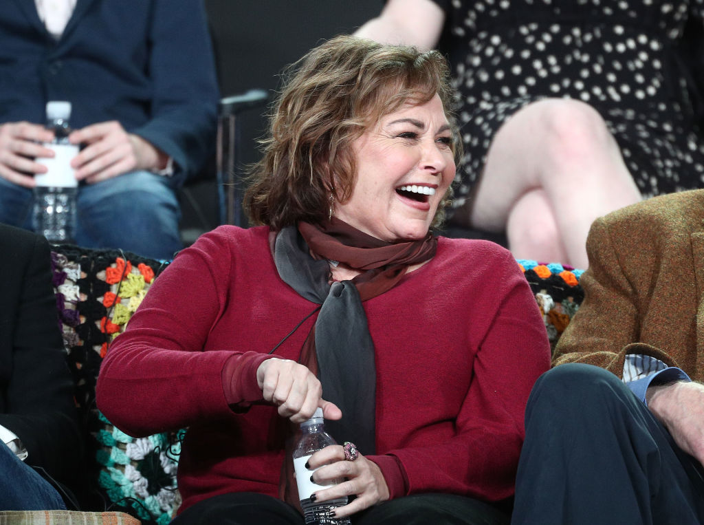 Executive producer/actress Roseanne Barr of the television show Roseanne reacts onstage during the ABC Television/Disney portion of the 2018 Winter Television Critics Association Press Tour at The Langham Huntington, Pasadena on January 8, 2018 in Pasadena, California.