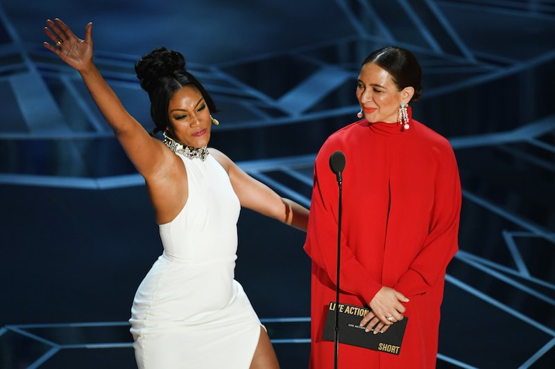 HOLLYWOOD, CA - MARCH 04: Actors Tiffany Haddish (L) and Maya Rudolph speak onstage during the 90th Annual Academy Awards at the Dolby Theatre at Hollywood & Highland Center on March 4, 2018 in Hollywood, California. (Photo by Kevin Winter/Getty Images) HOLLYWOOD, CA - MARCH 04: Actors Tiffany Haddish (L) and Maya Rudolph speak onstage during the 90th Annual Academy Awards at the Dolby Theatre at Hollywood & Highland Center on March 4, 2018 in Hollywood, California. (Photo by Kevin Winter/Getty Images)