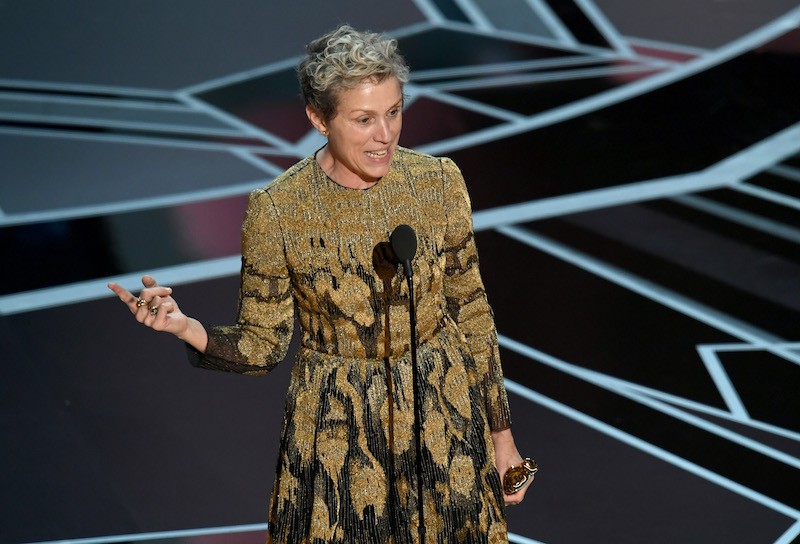 HOLLYWOOD, CA - MARCH 04: Actor Frances McDormand accepts Best Actress for 'Three Billboards Outside Ebbing, Missouri' onstage during the 90th Annual Academy Awards at the Dolby Theatre at Hollywood & Highland Center on March 4, 2018 in Hollywood, California. (Photo by Kevin Winter/Getty Images) HOLLYWOOD, CA - MARCH 04: Actor Frances McDormand accepts Best Actress for 'Three Billboards Outside Ebbing, Missouri' onstage during the 90th Annual Academy Awards at the Dolby Theatre at Hollywood & Highland Center on March 4, 2018 in Hollywood, California. (Photo by Kevin Winter/Getty Images)