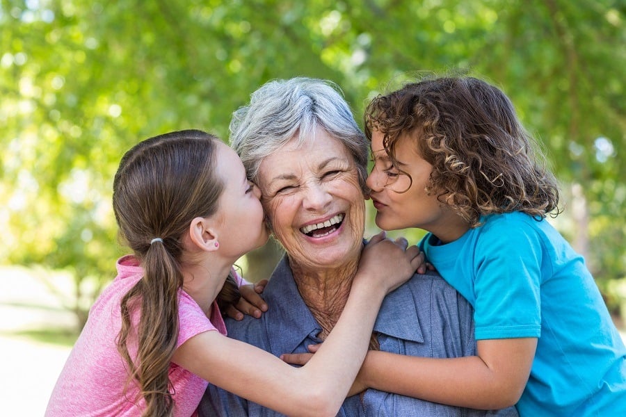 Grandmother with grand-daughters Grandmother with grand-daughters