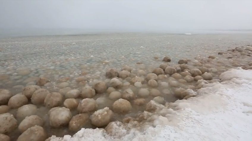 Ice balls lake michigan