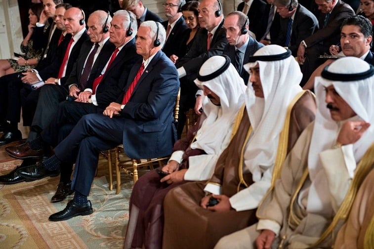Rex Tillerson at a press conference