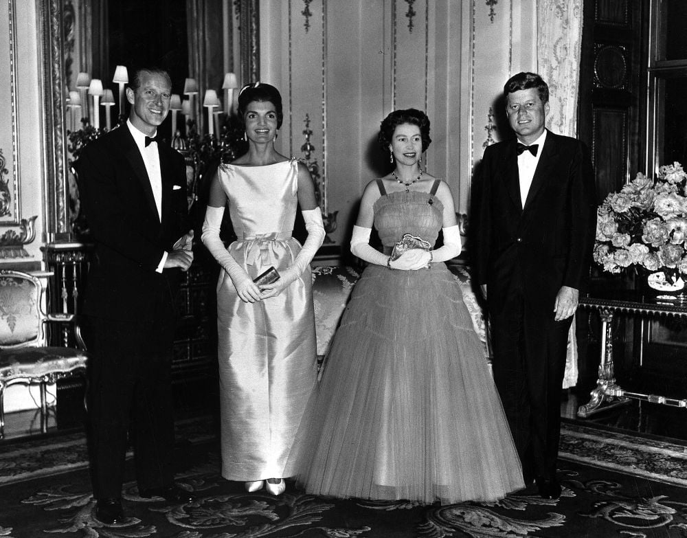 Queen Elizabeth with John F Kennedy and Jackie Kennedy