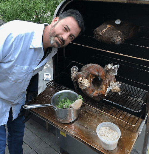 Jimmy Kimmel in front of his grill. Jimmy Kimmel in front of his grill.