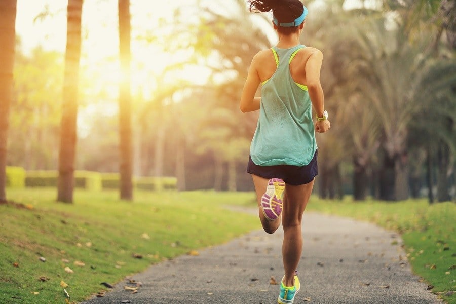 Woman running outside