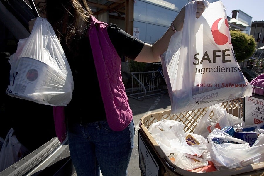 groceries in plastic bags groceries in plastic bags