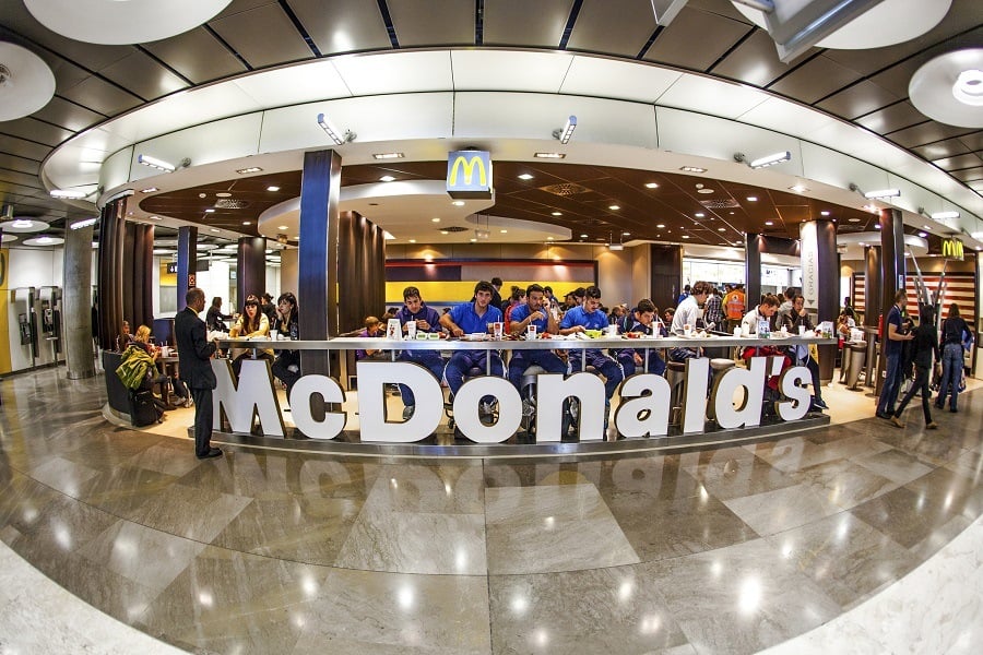 Customers having their meals at McDonald's