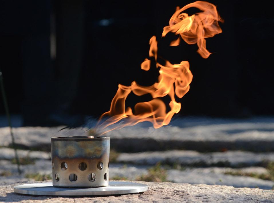 The eternal flame burns at the gravesite of former President John F Kennedy